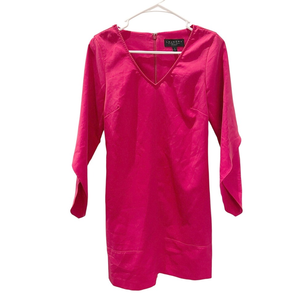 Laundry by Shelli Segal Pink V-Neck Long Sleeve Sheath Dress 2 N8S14145